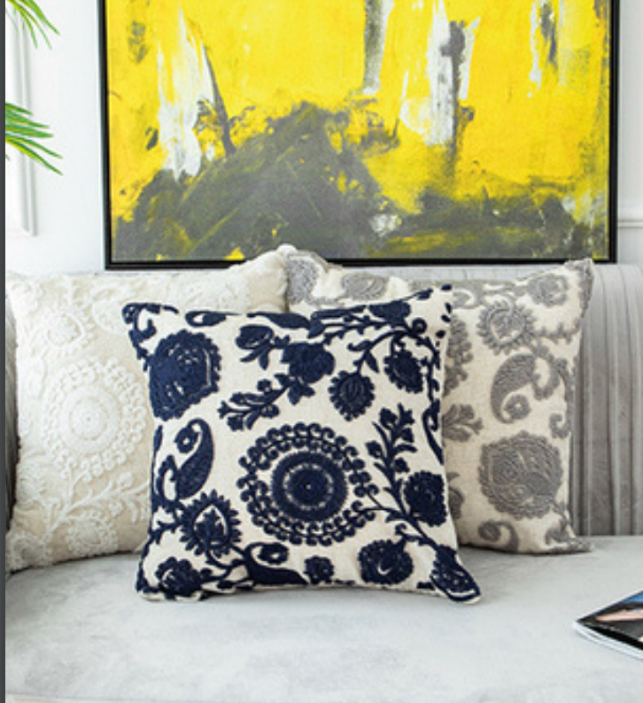 Bohemian Floral Embroidered Cushions