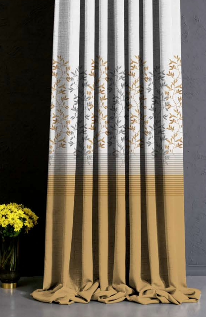 Designer curtains - Botanical Striped Beige Ombre Curtains