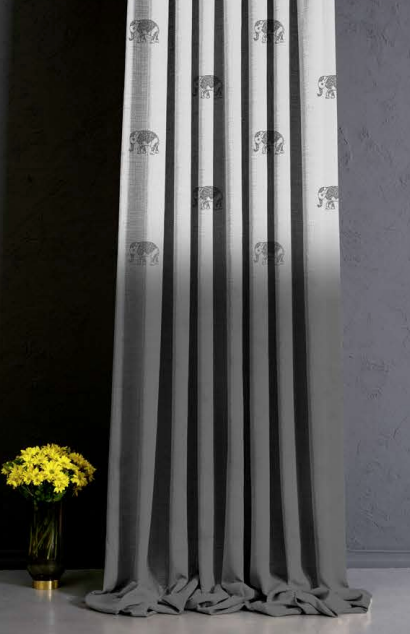 Designer curtains - Elephant Motif Grey Curtains