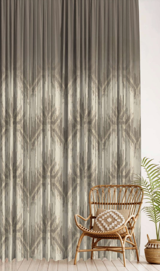 Designer curtains - Tribal Inspired Taupe Ombre Sheer Curtains
