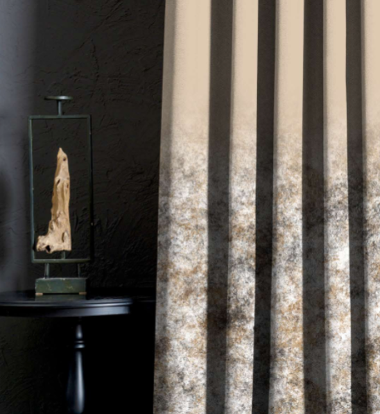 Designer curtains - Modern Beige Curtain with Textured Bottom Detail