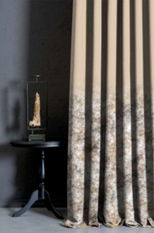 Designer curtains - Modern Beige Curtain with Textured Bottom Detail