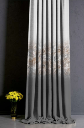 Designer curtains - Ornate Paisley Patterned Curtain with Gray Gradient