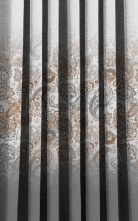 Designer curtains - Ornate Paisley Patterned Curtain with Gray Gradient