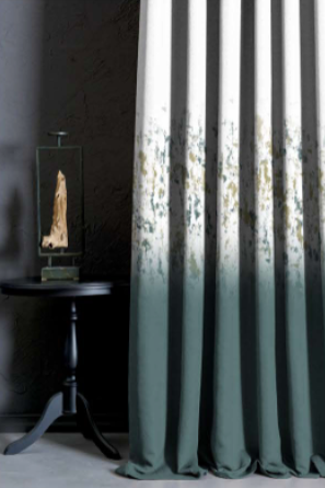 Designer curtains - Abstract Textured Curtain with Green Gradient