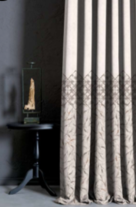 Designer curtains - Beige Curtain with Delicate Floral and Geometric Embroidery