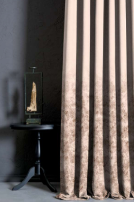 Designer curtains - Beige Curtain with Ornate Floral Detailing