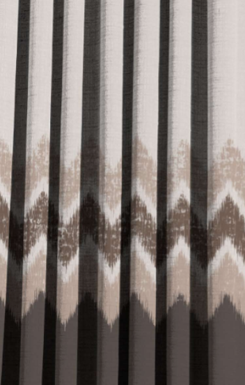 Designer curtains - Contemporary Brown Curtain with Chevron Patterned Detailing