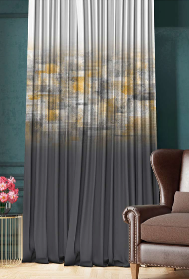 Designer curtains - Modern Gradient Gray and Gold Curtain