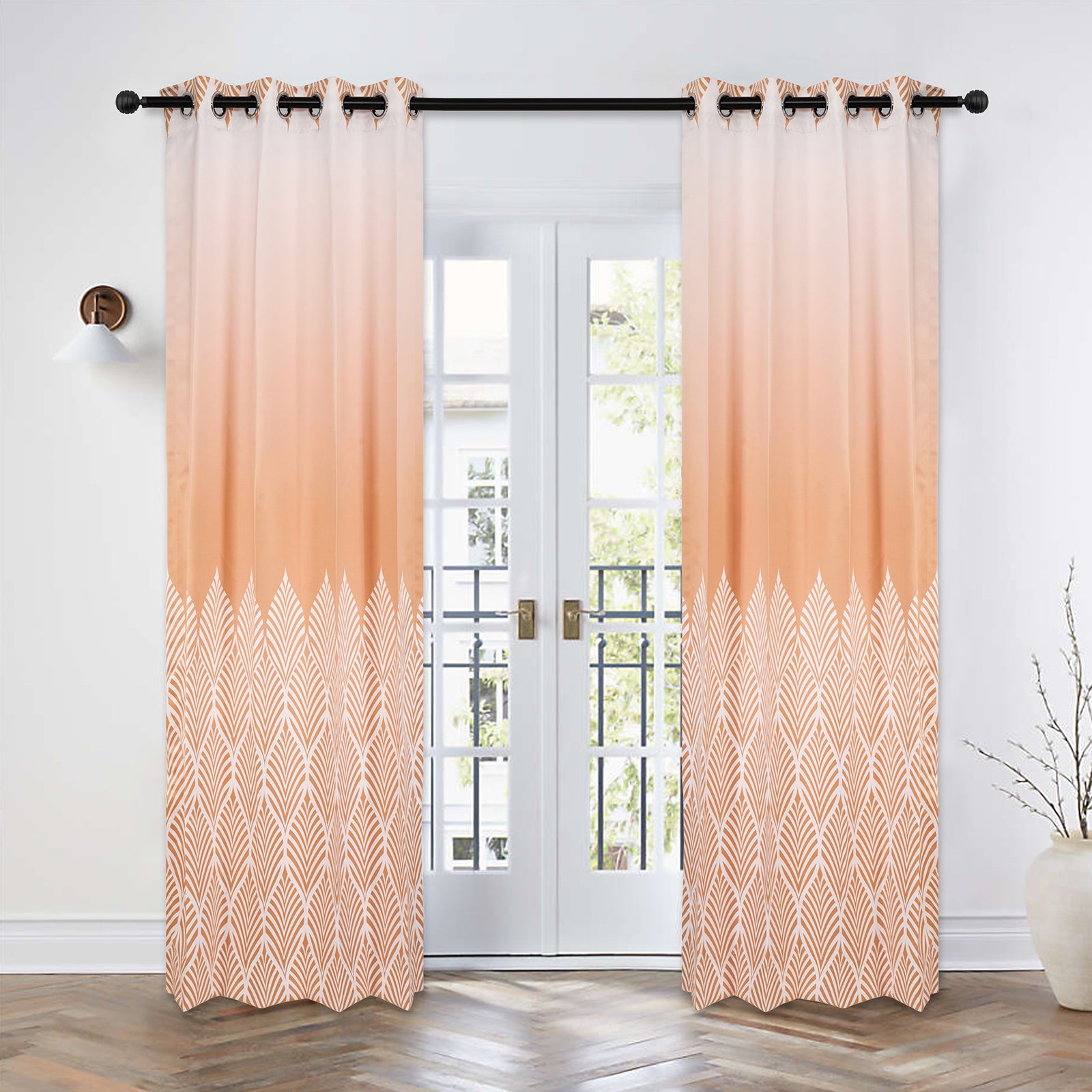 Designer Curtain - Autumn Ember Glow - Fiery Orange