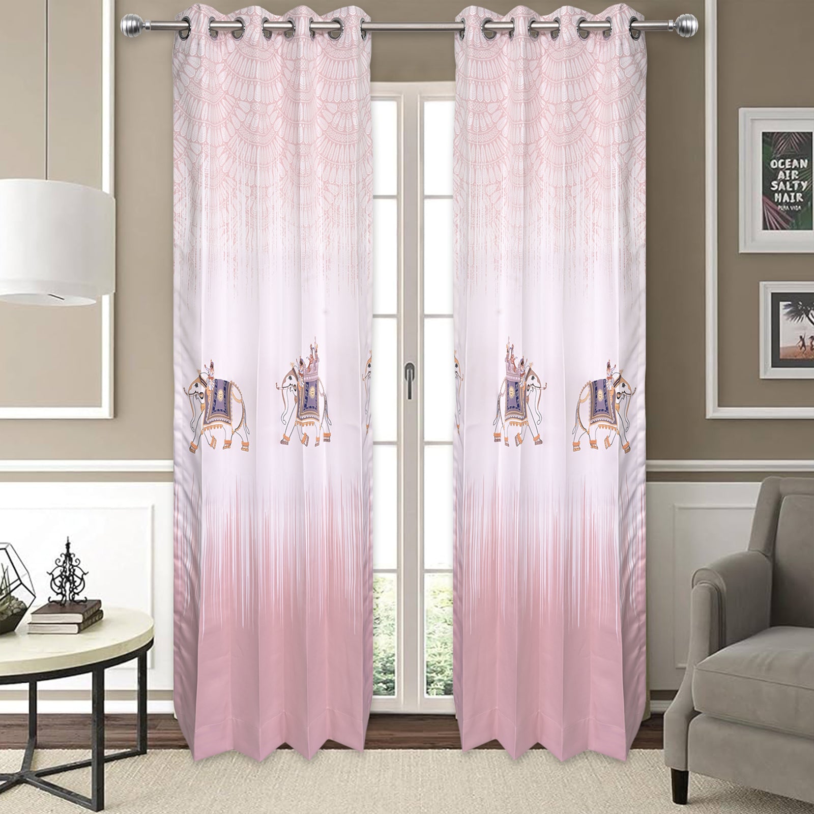 Premium Printed Fabric Curtain - Majestic Elephants