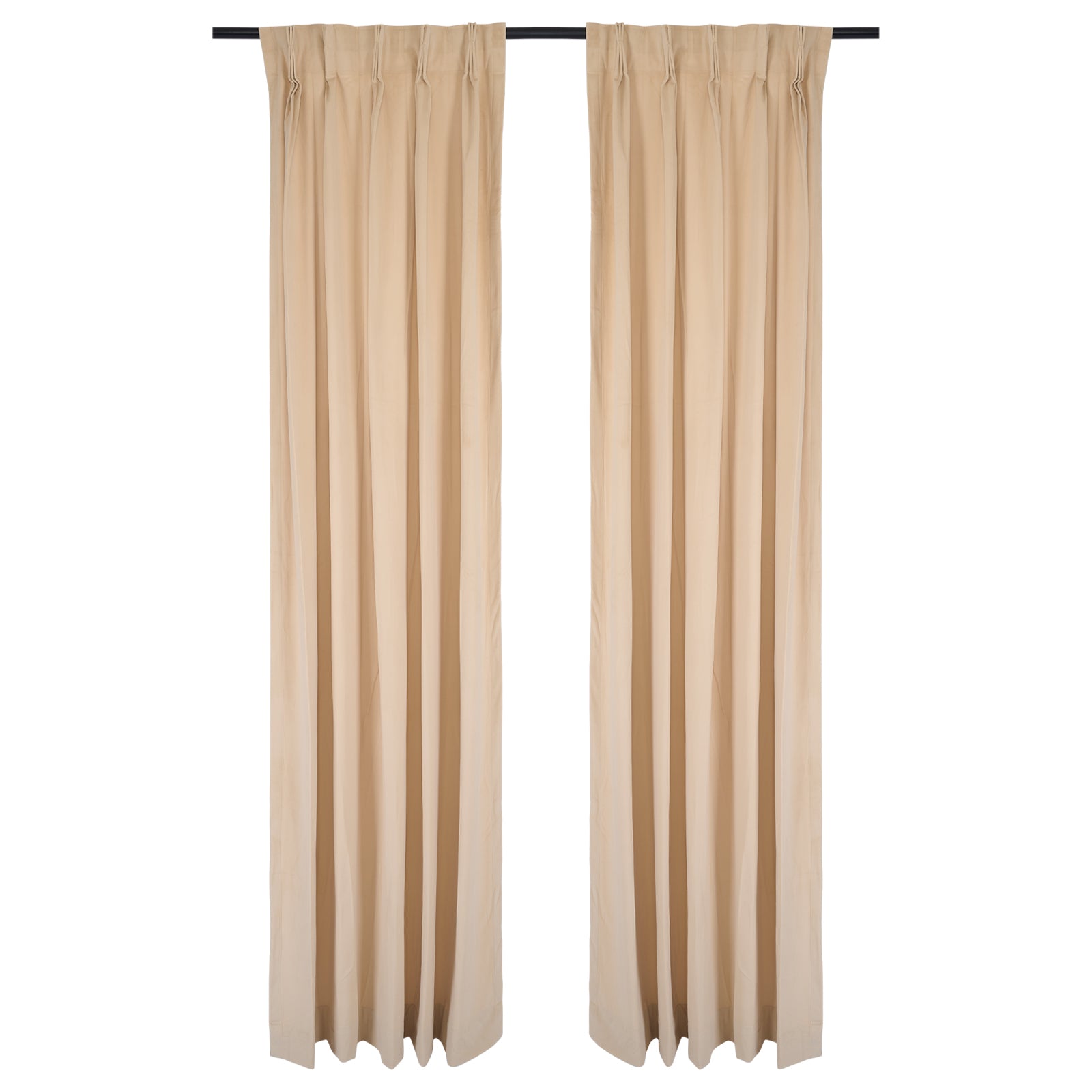 Plain Velvet Curtains - Beige