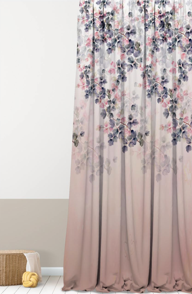 Designer Curtain -Blossom Mist (Soft Floral Elegance Curtains)