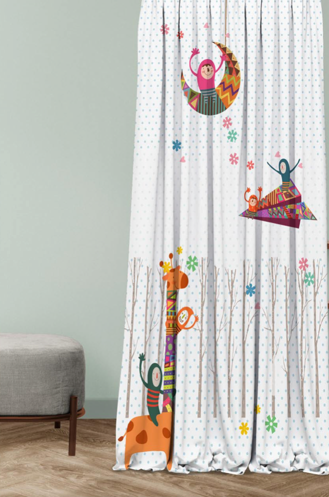 Designer Curtain -Whimsical Forest Friends Curtain