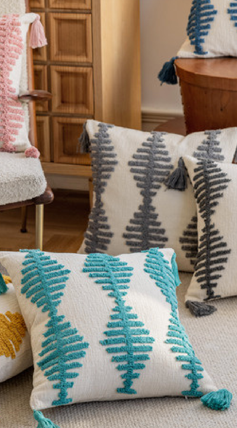 Boho Tassel Diamond Pattern Cushions