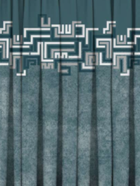 Designer curtains - "Modern Maze Patterned Teal Curtains"