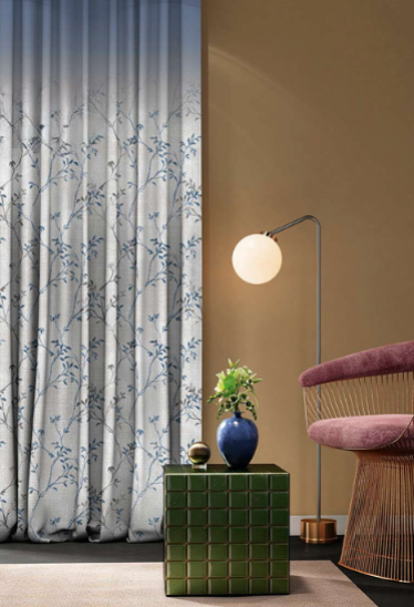Designer curtains - "Floral Blue Embroidered Ombre Curtains"