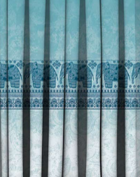 Designer curtains -  "Turquoise Elephant Motif Ombre Curtains"