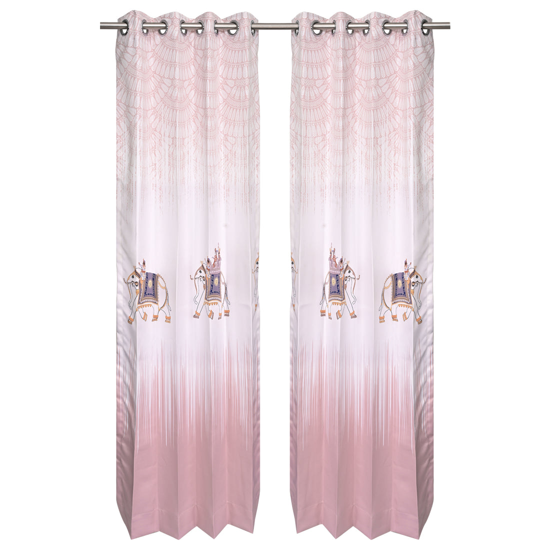 Premium Printed Fabric Curtain -  Majestic Elephants