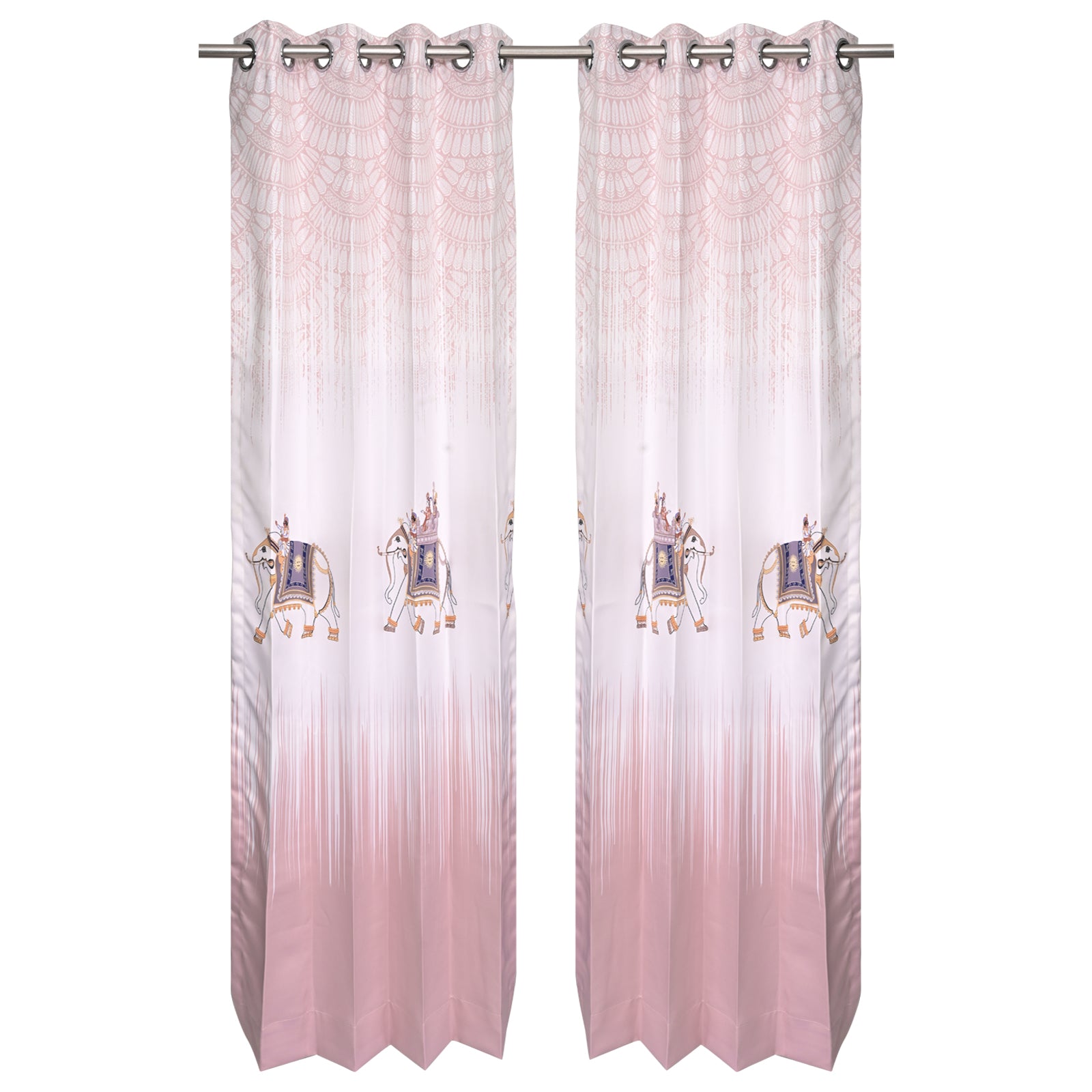 Premium Printed Fabric Curtain -  Majestic Elephants