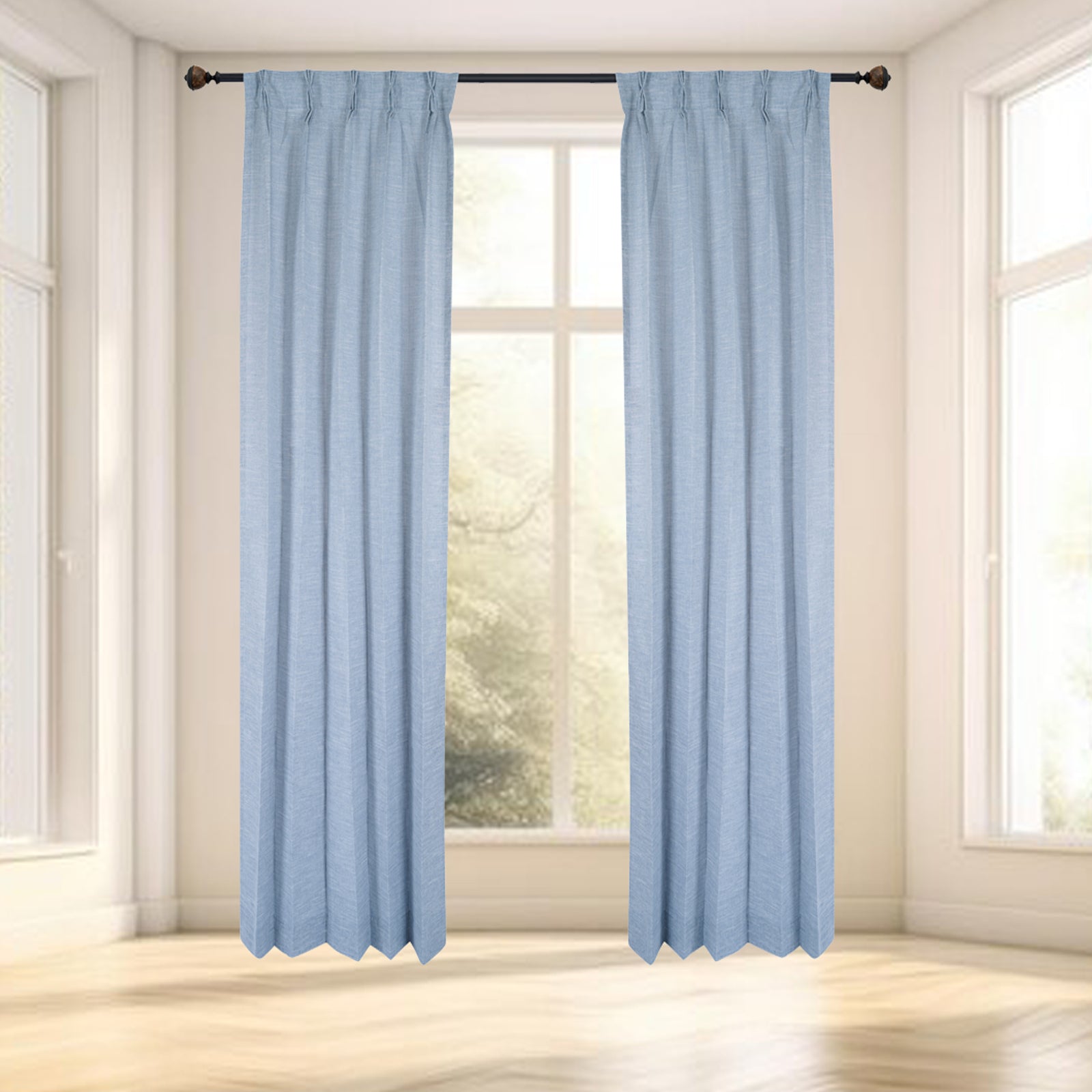 Best Seller - Cotton Blended Sheer - Light Blue with Embroidery