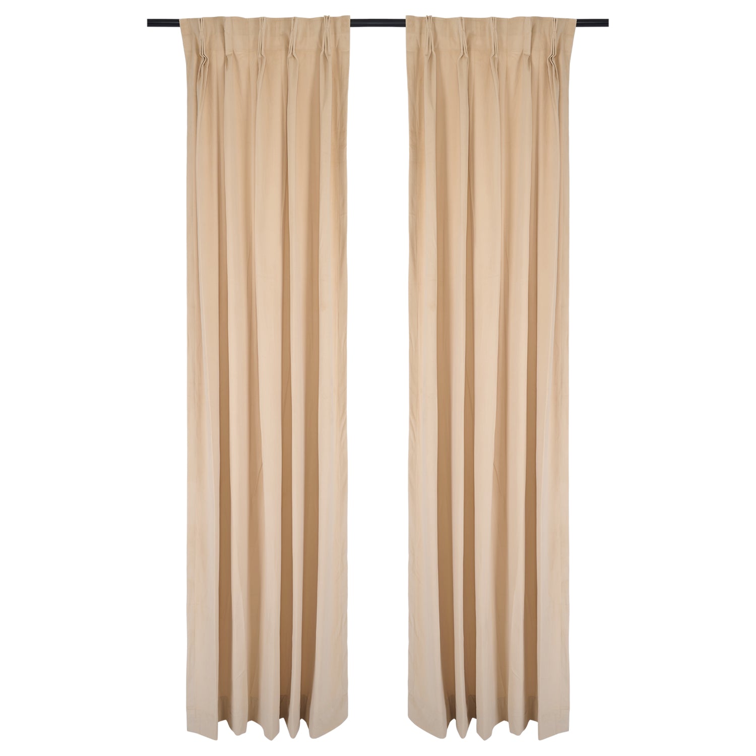 Plain Velvet Curtains - Beige
