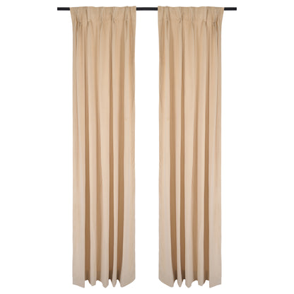 Plain Velvet Curtains - Beige