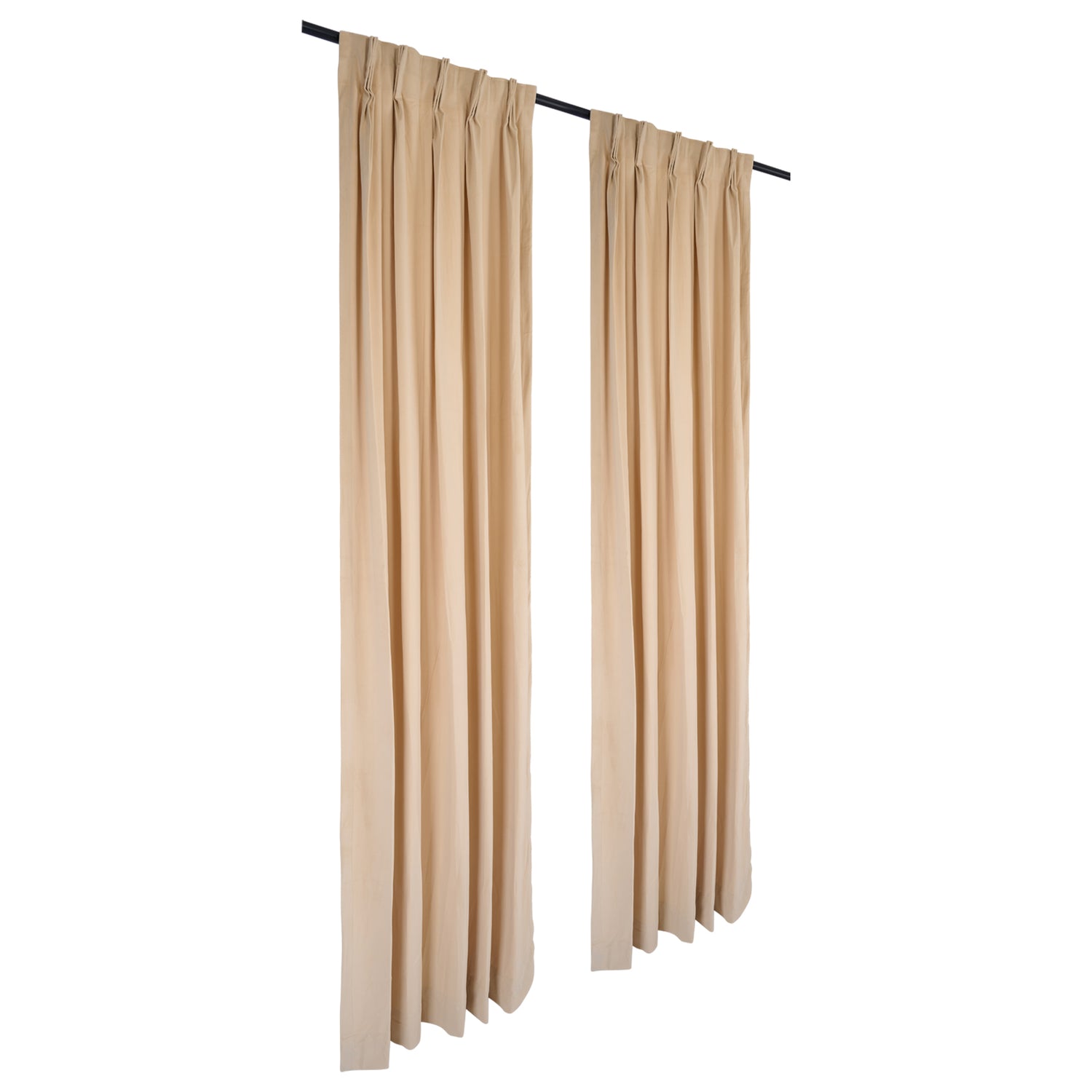 Plain Velvet Curtains - Beige