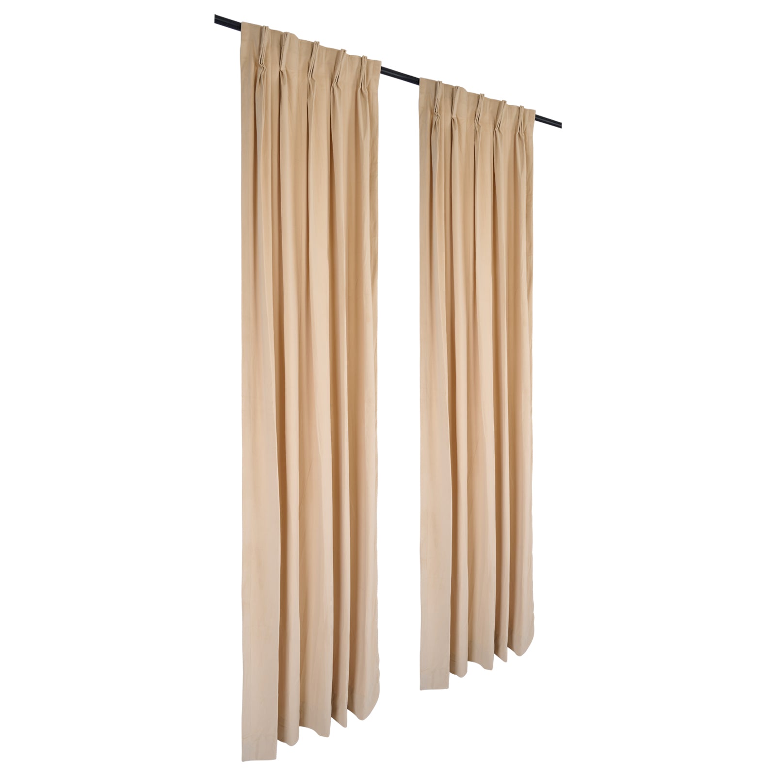 Plain Velvet Curtains - Beige