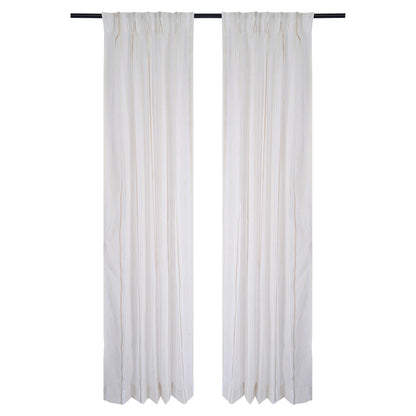 Cotton Blended Sheer - White with Earthy Embroidery