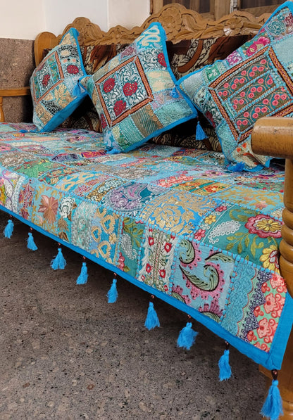 Bohemian Bliss: Handcrafted Patchwork Sofa Cover Bohemian Bliss (3 seating + 5 cushion covers)