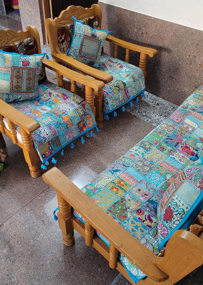 Bohemian Bliss: Handcrafted Patchwork Sofa Cover Bohemian Bliss (3 seating + 5 cushion covers)